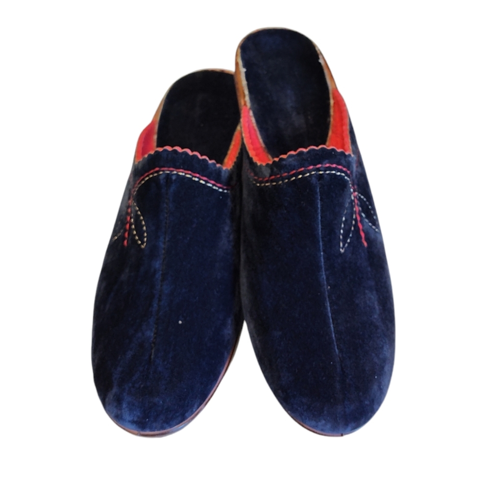 VTG Made in Germany Rohde Blue Suede Mules/Wedges Size Eur 39/US 8